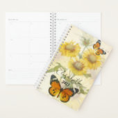Zonnebloemen en vlinders gepersonaliseerd, jaar planner (Display)