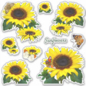 Zonnebloemen en vlinders gesneden vinyl Sticker (Voorkant)