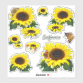 Zonnebloemen en vlinders gesneden vinyl Sticker (Vel)
