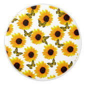 Zonnebloemen en vlinders, keramische knop (Voorkant)