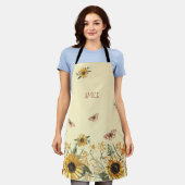 Zonnebloemen en vlinders op Creamy Yellow  Schort (Gedragen)