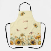 Zonnebloemen en vlinders op Creamy Yellow  Schort (Voorkant)