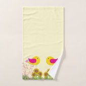 Zonnebloemen en vogels bad handdoek (Handdoek)