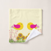 Zonnebloemen en vogels bad handdoek (Wasdoekje)
