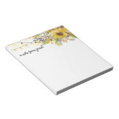 Zonnebloemen en vuurlicht, speciaal gepersonalisee notitieblok (Schuin)