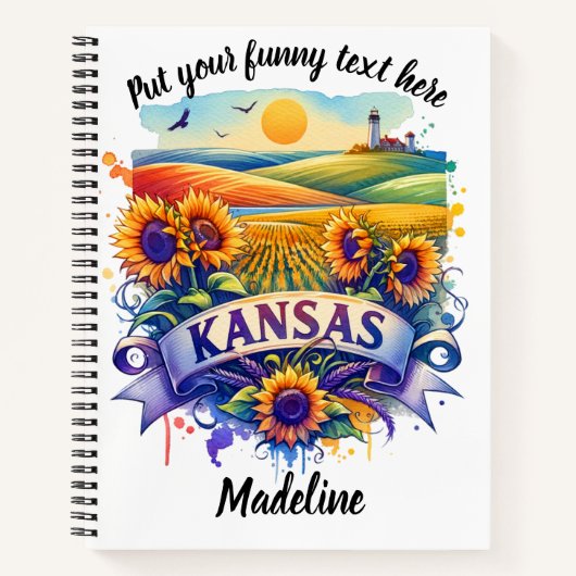 Zonnebloemen en vuurtoren in Kansas Notitieboek (Voorkant)