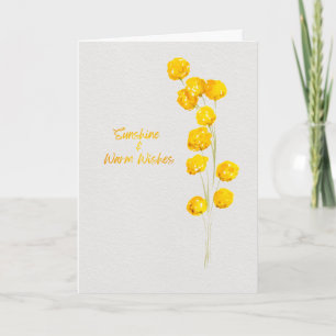 Zonnebloemen en warme wensen Gele Billy Buttons Kaart