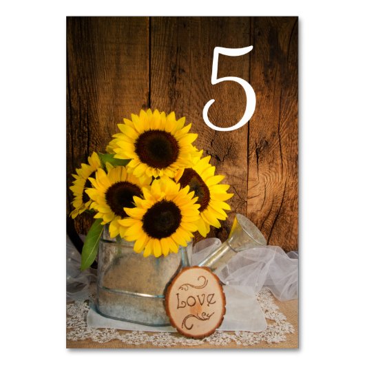 Zonnebloemen en water kunnen tafelnummers uithuwen (Voorkant)
