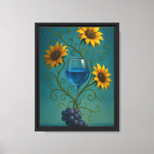 Zonnebloemen en wijn Fantasy Art Canvas Afdruk