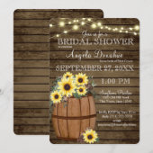 Zonnebloemen en wijnvat Rustiek Vrijgezellenfeest Kaart (Voorkant / Achterkant)