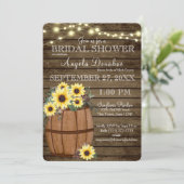 Zonnebloemen en wijnvat Rustiek Vrijgezellenfeest Kaart (Staand voorkant)