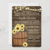 Zonnebloemen en wijnvat Rustiek Vrijgezellenfeest Kaart (Voorkant)