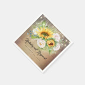 Zonnebloemen en witte rozen rustieke herfst bruilo servet (Hoek)