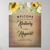 Zonnebloemen en witte rozen Welkomstteken Poster (Voorkant)