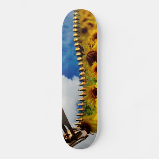 Zonnebloemen en wolken met Zipper Persoonlijk Skateboard (Voorkant)