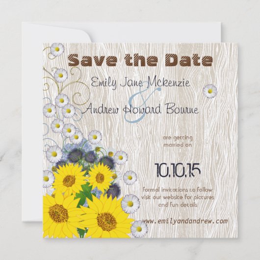 Zonnebloemen en zeeduivel save the date (Voorkant)