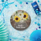 Zonnebloemen en zeeschildpadden Mason Jar Sparkle Papieren Bordje (Feest)