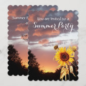 ZONNEBLOEMEN EN ZOMER ZONSONDERGANG RUSTIEKE TROUW KAART (Voorkant / Achterkant)