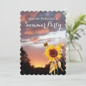 ZONNEBLOEMEN EN ZOMER ZONSONDERGANG RUSTIEKE TROUW KAART (Staand voorkant)