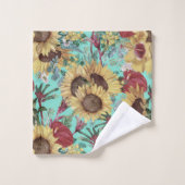  zonnebloemen en zomertropische wilde bloemen bad handdoek (Wasdoekje)