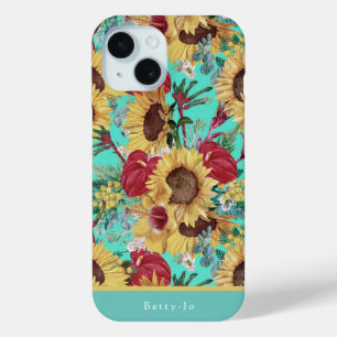 zonnebloemen en zomertropische wilde bloemen iPhone 15 case