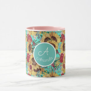  zonnebloemen en zomertropische wilde bloemen mok
