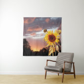 ZONNEBLOEMEN EN ZOMERZONSONDERGANG MET ROZE WOLKEN WANDKLEED (In situ)