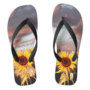 ZONNEBLOEMEN EN ZOMERZONSONDERGANG TEENSLIPPERS