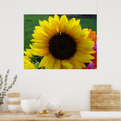 Zonnebloemen en zon (2) poster (Keuken)