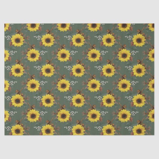 Zonnebloemen en zuren op groene ontkoppeling tissuepapier (Voorkant)