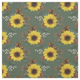 Zonnebloemen en zurenbomen op groen stof