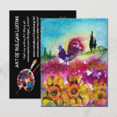 ZONNEBLOEMEN EN ZWARTE HAAN Bloemvelden Uitnodiging Briefkaart (Voorkant / Achterkant)