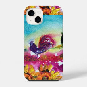 ZONNEBLOEMEN EN ZWARTE HAAN iPhone 14 HOESJE