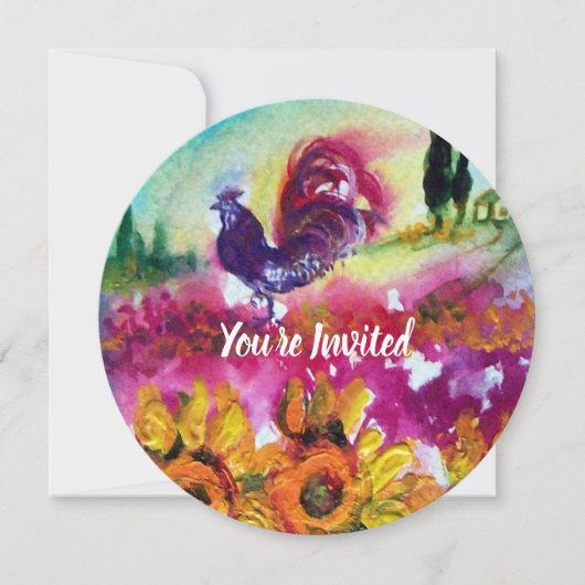 ZONNEBLOEMEN EN ZWARTE HAAN Landelijke Landschap Kaart (Voorkant)