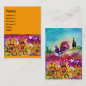 ZONNEBLOEMEN EN ZWARTE HAAN, Oranje geel Visitekaartje (Voorkant / Achterkant)