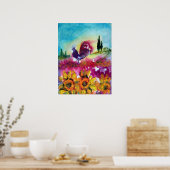 ZONNEBLOEMEN EN ZWARTE HAAN POSTER (Keuken)