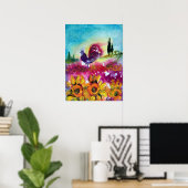 ZONNEBLOEMEN EN ZWARTE HAAN POSTER (Thuiskantoor)