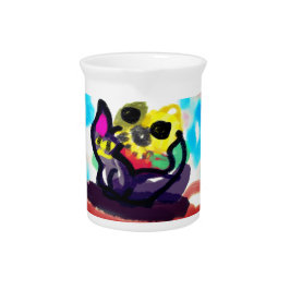 Zonnebloemen en zwarte kat bier pitcher