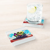 Zonnebloemen en zwarte kat glazen onderzetter (Schuin)