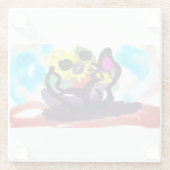 Zonnebloemen en zwarte kat glazen onderzetter (Achterkant)