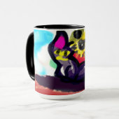 Zonnebloemen en zwarte kat mok (Voorkant links)