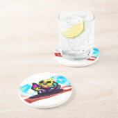 Zonnebloemen en zwarte kat zandsteen onderzetter (Zijkant)