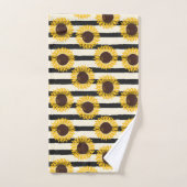 Zonnebloemen en Zwarte Stripes Bad Handdoek (Handdoek)