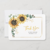 Zonnebloemen Eucalyptpus Greenery Wedding Bedankkaart (Voorkant)