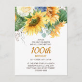 Zonnebloemen Eucalyptus 100e verjaardag Briefkaart (Voorkant)