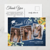 Zonnebloemen Eucalyptus 3 FOTO-Afstuderen Dank u w Aankondigingskaart (Voorkant / Achterkant)