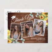 Zonnebloemen Eucalyptus 3 FOTO-Afstuderen Dank u w Aankondigingskaart (Voorkant / Achterkant)