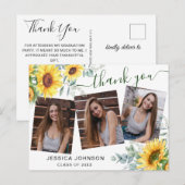 Zonnebloemen Eucalyptus 3 FOTO-Afstuderen Dank u w Briefkaart (Voorkant / Achterkant)