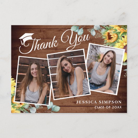 Zonnebloemen Eucalyptus 3 FOTO-Afstuderen Dank u w Briefkaart (Voorkant)