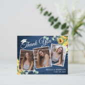 Zonnebloemen Eucalyptus 3 FOTO-Afstuderen Dank u w Briefkaart (Staand voorkant)